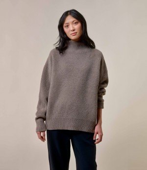 Dark Grey Women Merz B. Schwanen WRIBT03 mock-neck Pullover | MERZ5621849