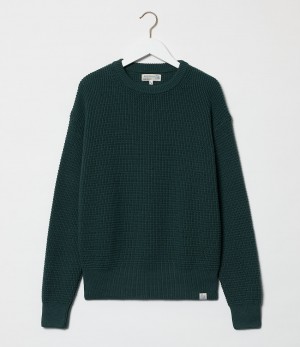 Green Grey Men Merz B. Schwanen CCWC01 waffle Pullover | MERZ3471965