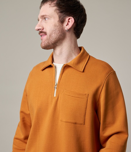 Orange Men Merz B. Schwanen 342Z loopwheeled half zip Sweatshirts | MERZ0376159