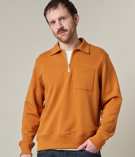 Orange Men Merz B. Schwanen 342Z loopwheeled half zip Sweatshirts | MERZ0376159